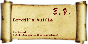 Bordás Vulfia névjegykártya